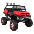 Mercedes Benz Unimog Děti Off-Road červená Naped 4x4 Dálkové ovládání Kufr Pomalý Start MP3 LED