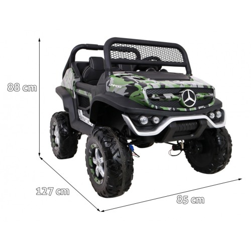 Dětský lak Mercedes Benz Unimog Moro Naped 4x4 dálkové ovládání kufr pomalý start rádio MP3 LED