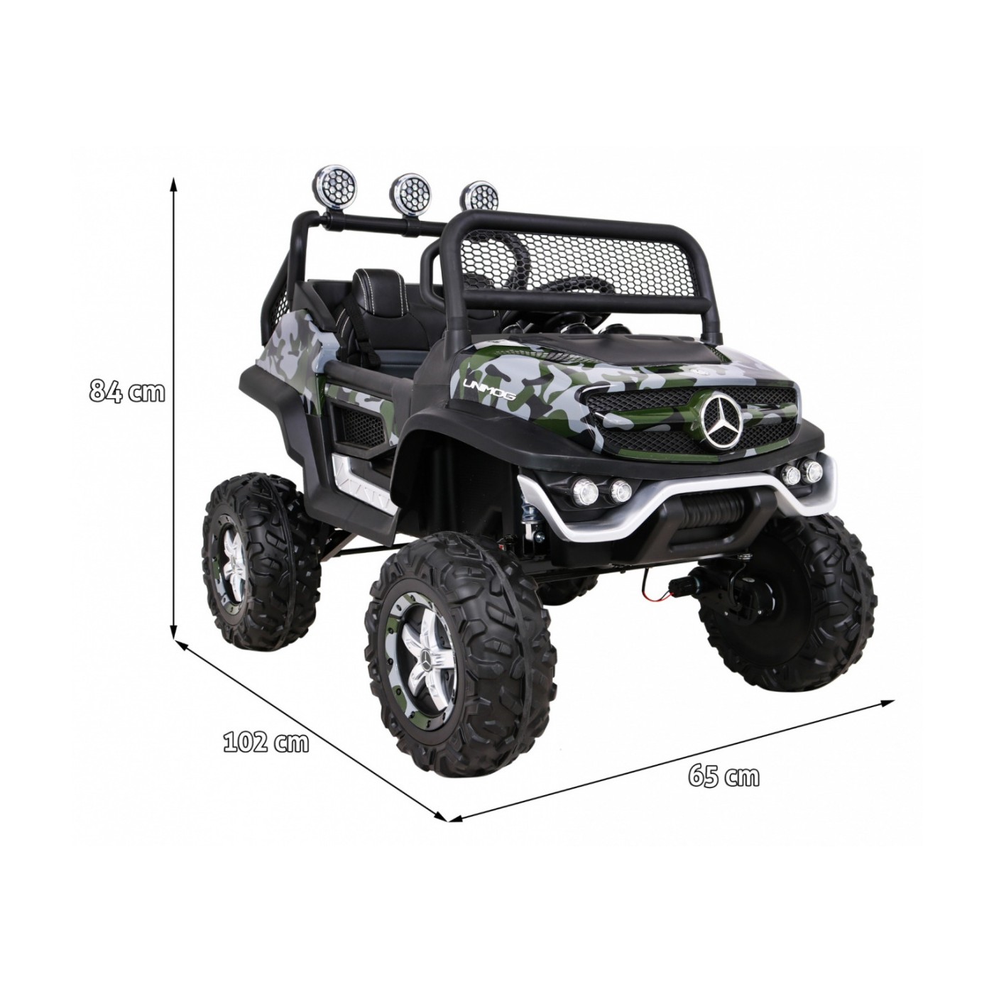 Dětský lak Mercedes Benz Unimog Moro + Naped 4x4 + dálkové ovládání + kufr + start zdarma + MP3 LED