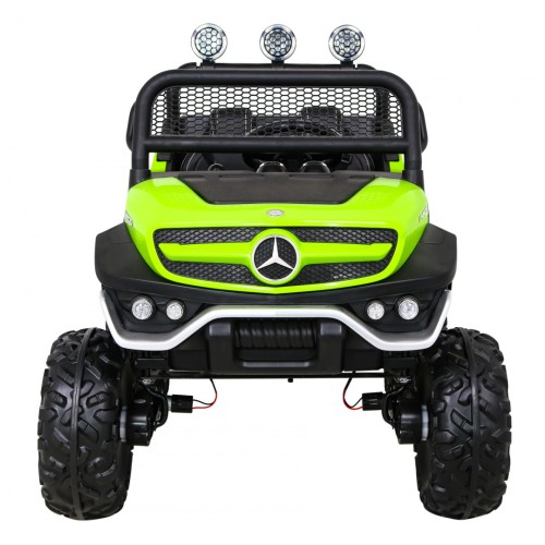 Mercedes Benz Unimog Kids zelená 4x4 Drive Remote Trunk Slow Start MP3 LED
