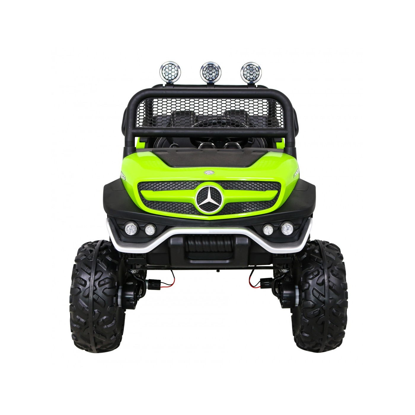 Mercedes Benz Unimog Kids zelená 4x4 Drive Remote Trunk Slow Start MP3 LED