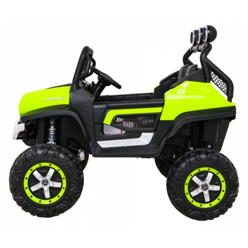 Mercedes Benz Unimog Kids zelená 4x4 Drive Remote Trunk Slow Start MP3 LED