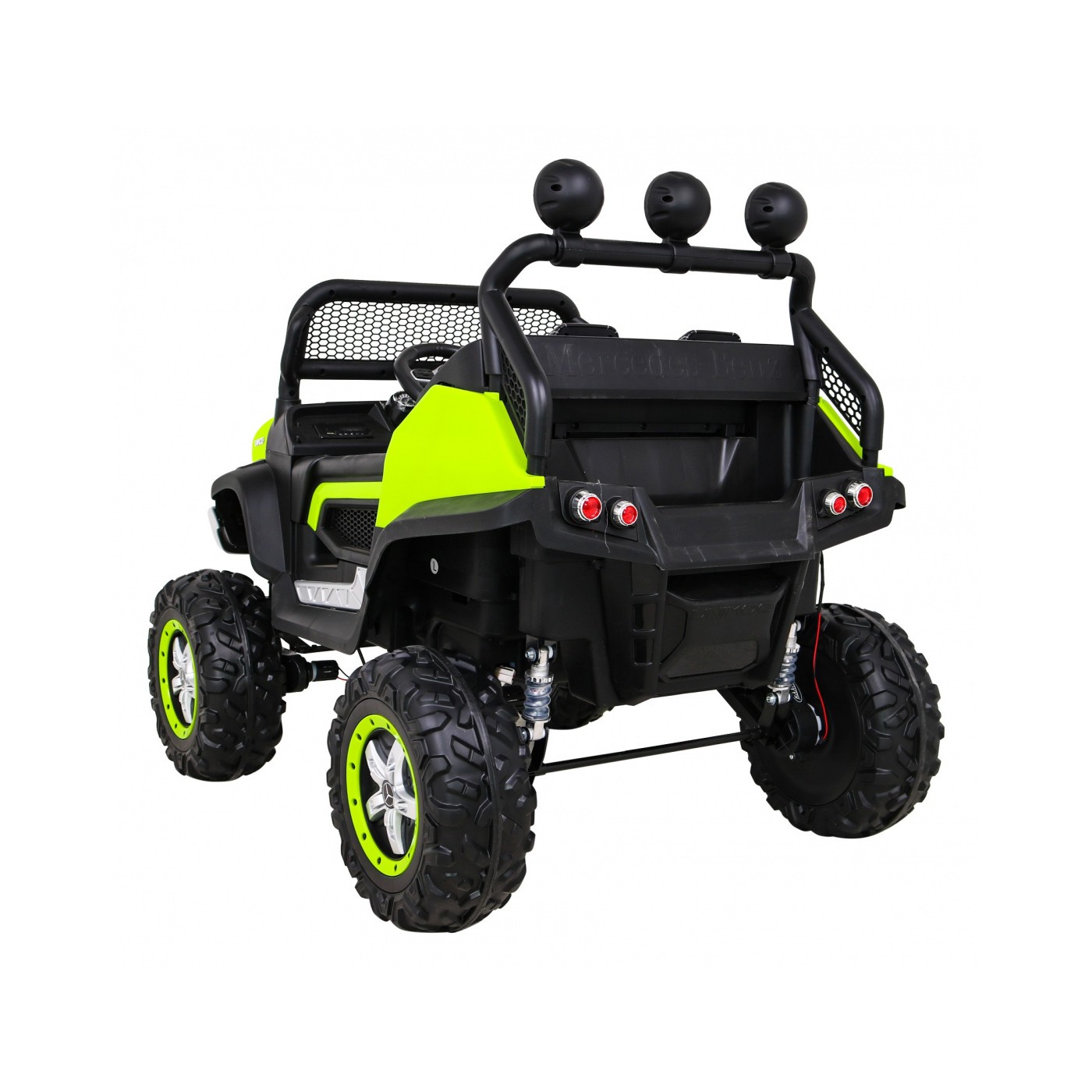 Mercedes Benz Unimog Kids zelená 4x4 Drive Remote Trunk Slow Start MP3 LED