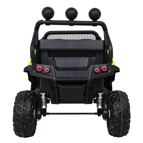 Mercedes Benz Unimog Kids zelená 4x4 Drive Remote Trunk Slow Start MP3 LED
