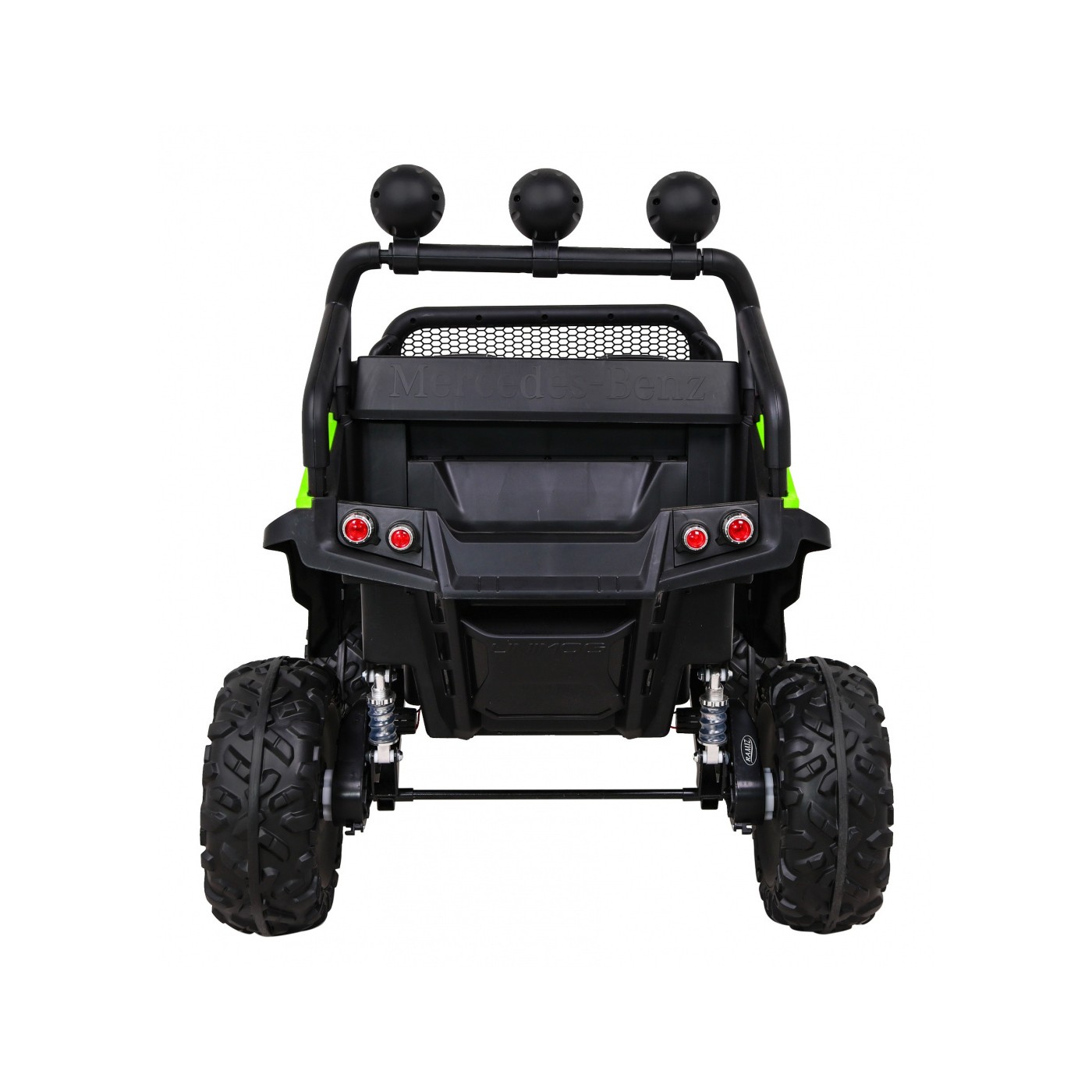 Mercedes Benz Unimog Kids zelená 4x4 Drive Remote Trunk Slow Start MP3 LED