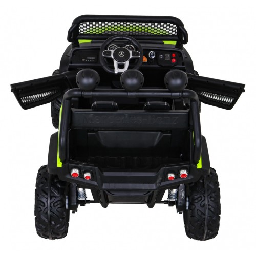Mercedes Benz Unimog Kids zelená 4x4 Drive Remote Trunk Slow Start MP3 LED