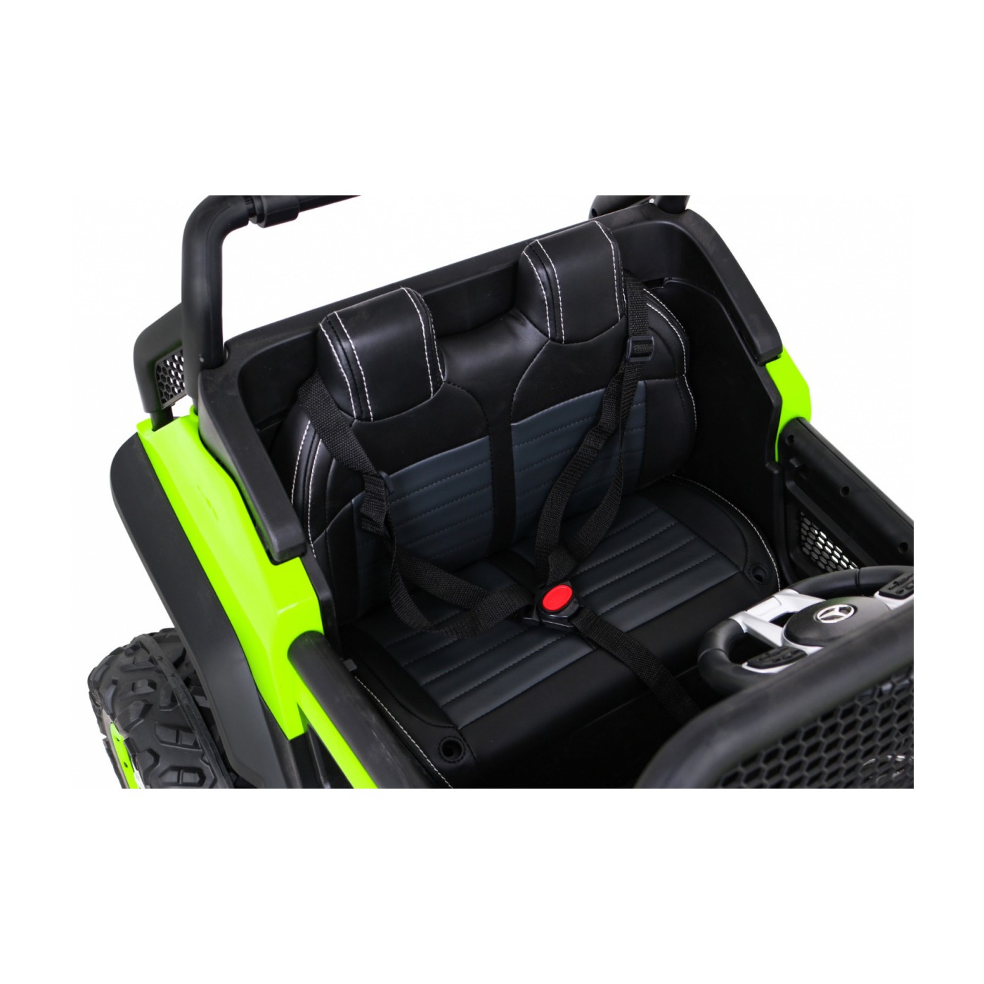 Mercedes Benz Unimog Kids zelená 4x4 Drive Remote Trunk Slow Start MP3 LED