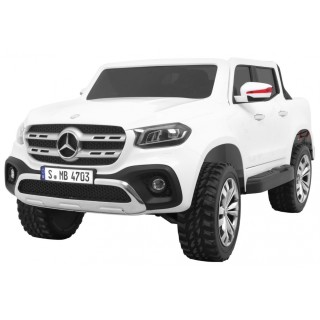 Mercedes Benz třída X dětská bílá dálkově napájená 4x4 MP4 kufr LED EVA