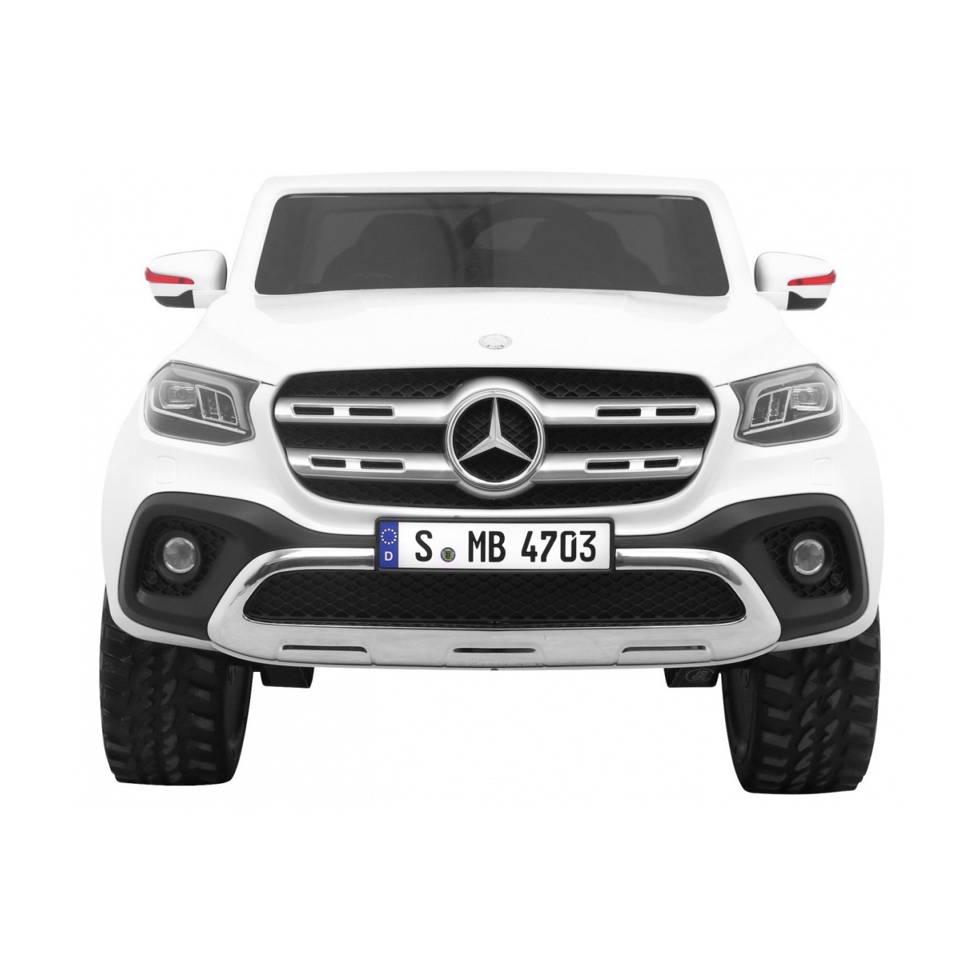 Mercedes Benz třída X dětská bílá dálkově napájená 4x4 MP4 kufr LED EVA