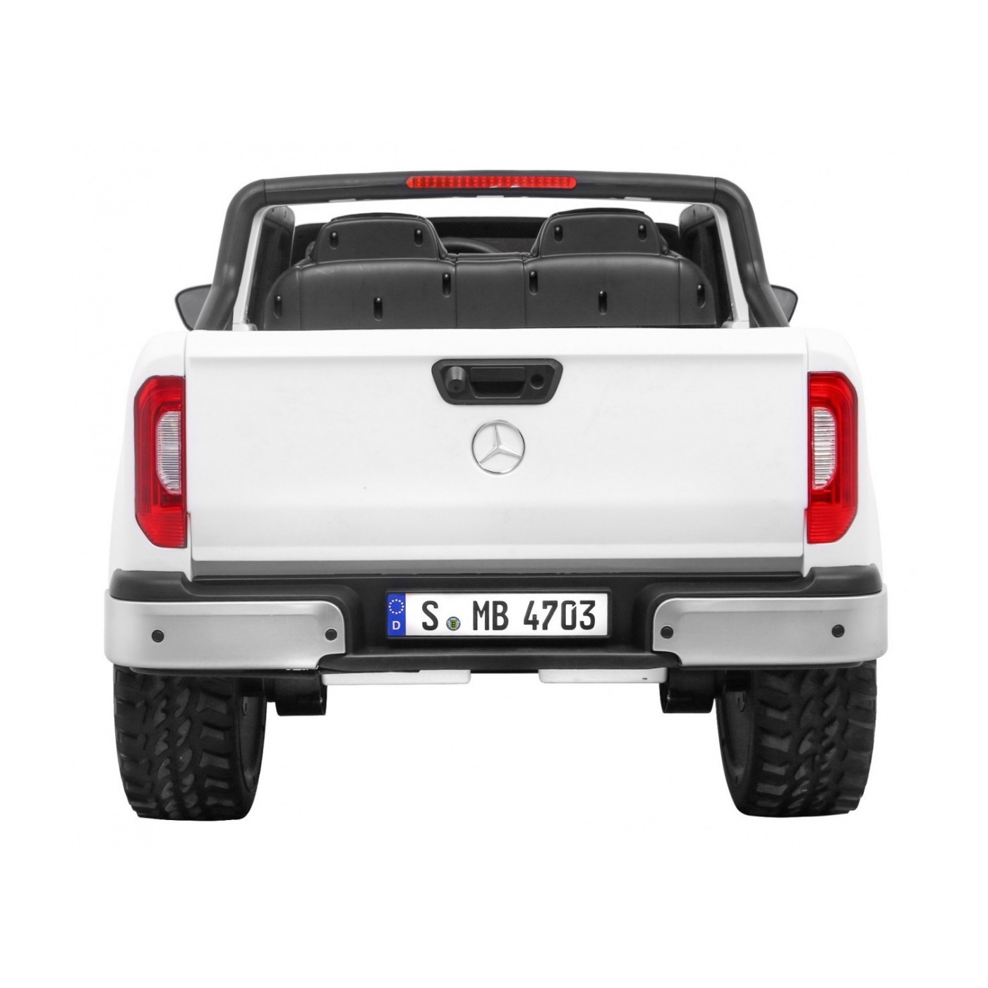 Mercedes Benz třída X dětská bílá dálkově napájená 4x4 MP4 kufr LED EVA