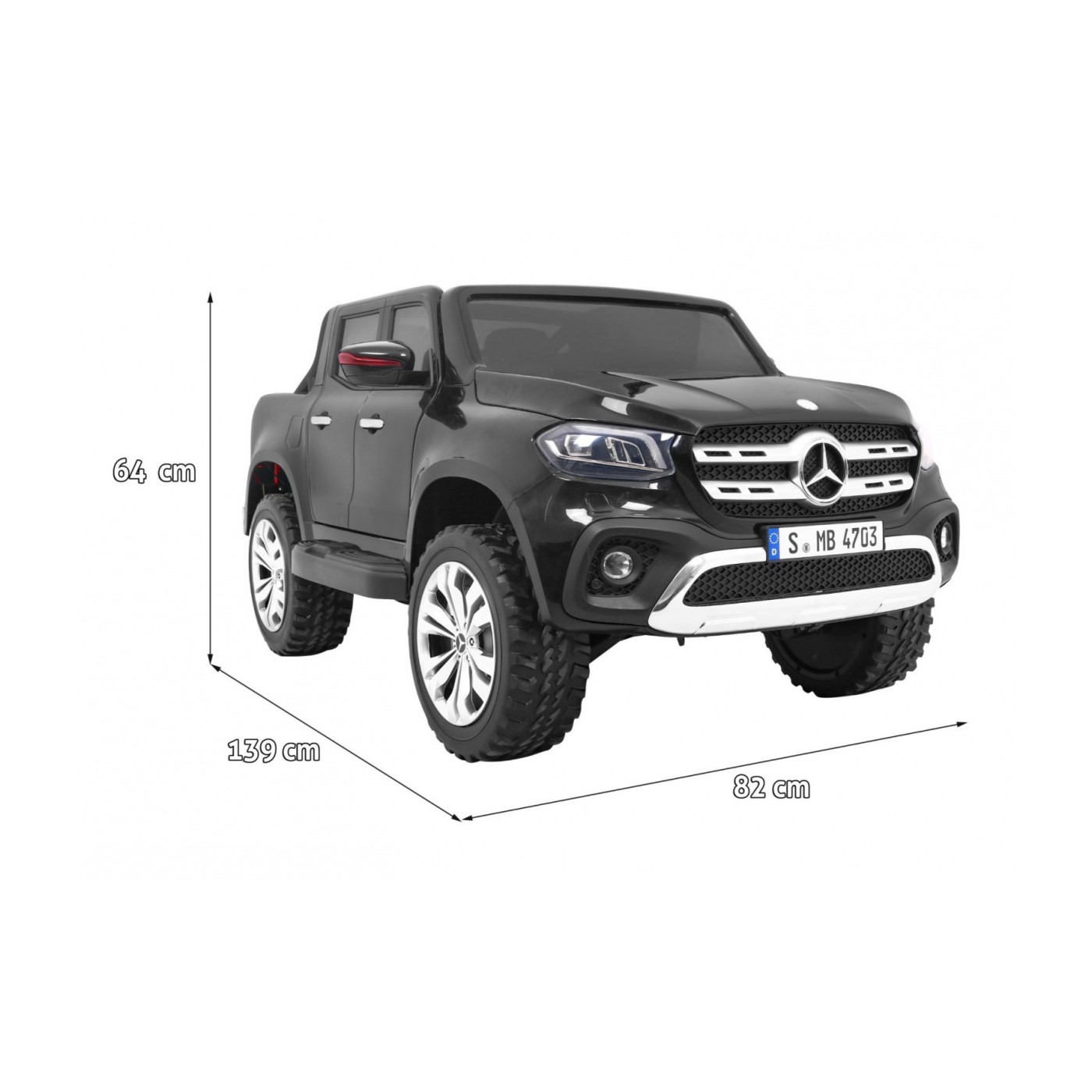 Mercedes Benz Třída X Dětské černé dálkové ovládání 4x4 MP4 Kufr LED EVA