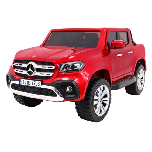 Dětský lak Mercedes Benz třídy X červený dálkový ovladač 4x4 MP4 kufr EVA