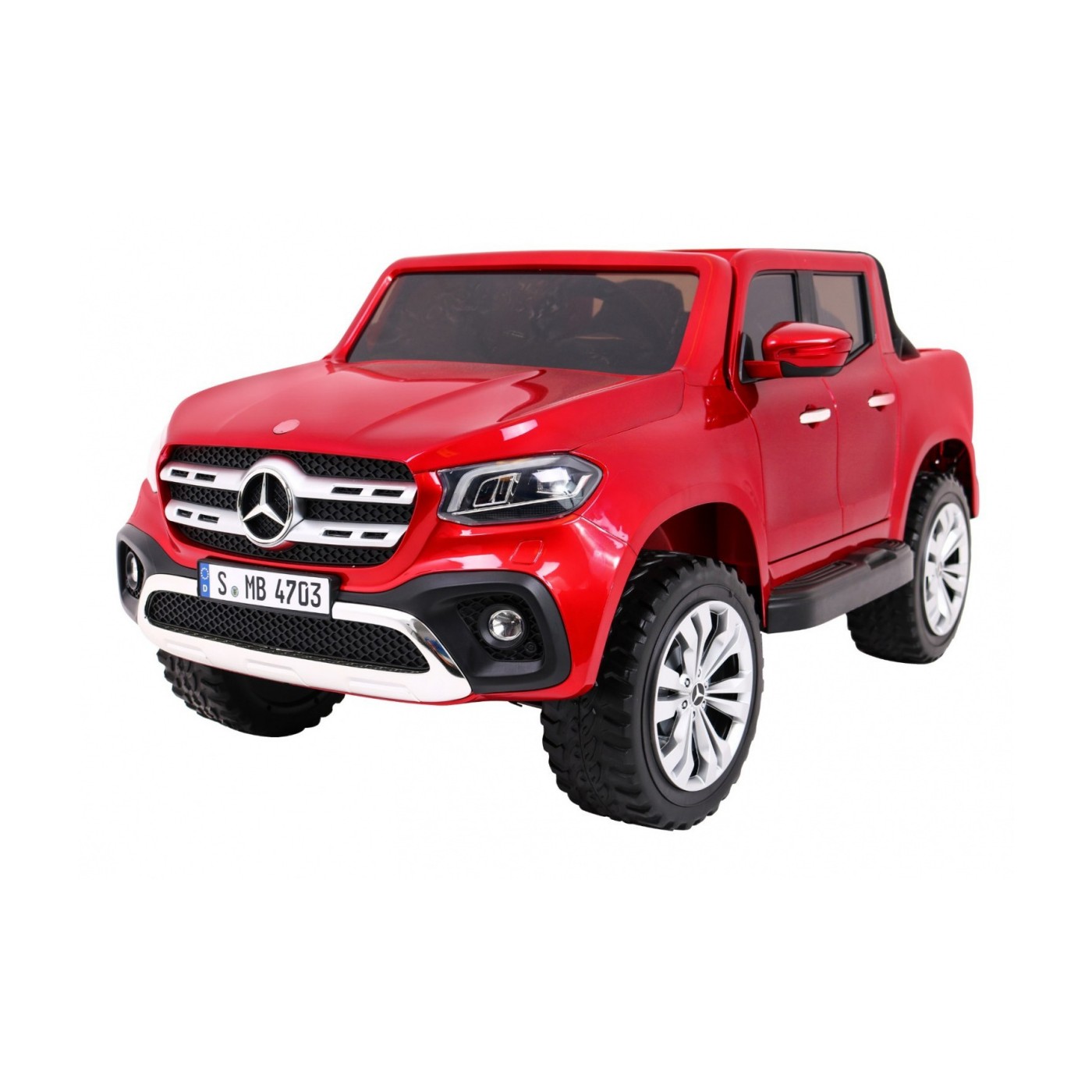 Dětský lak Mercedes Benz třídy X červený dálkový ovladač 4x4 MP4 kufr EVA