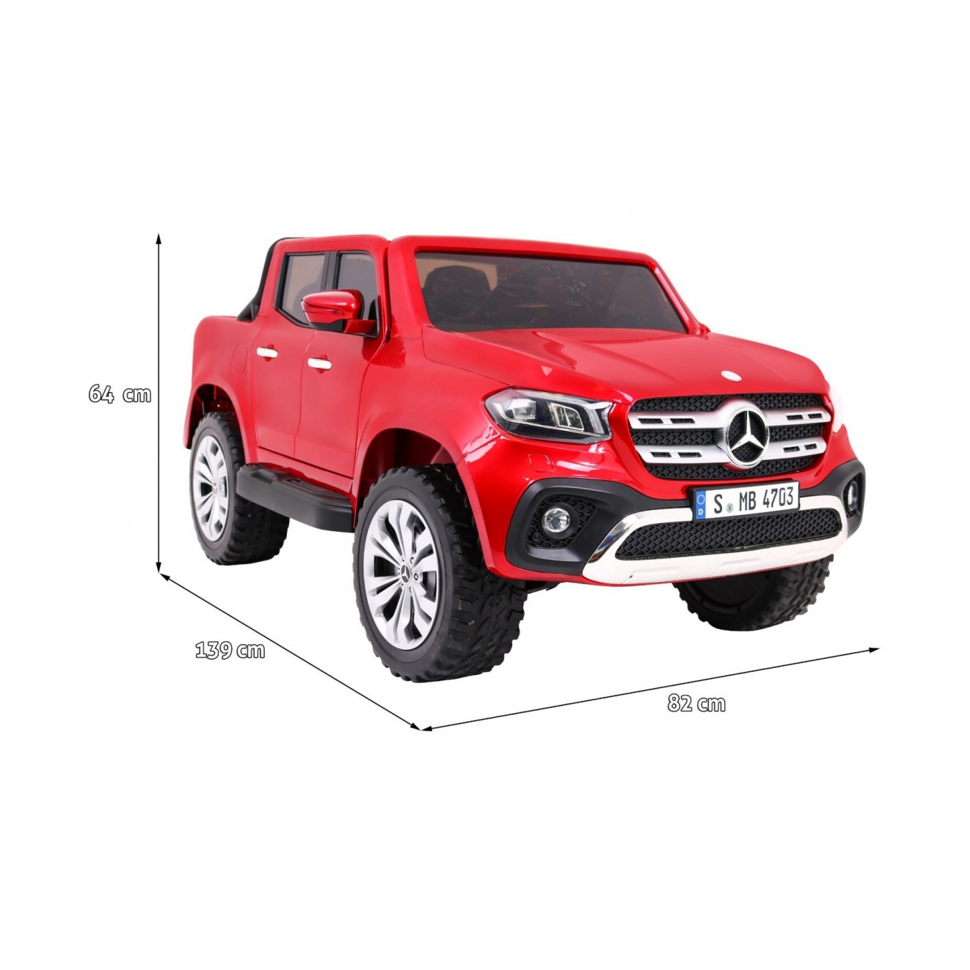 Dětský lak Mercedes Benz třídy X červený dálkový ovladač 4x4 MP4 kufr EVA