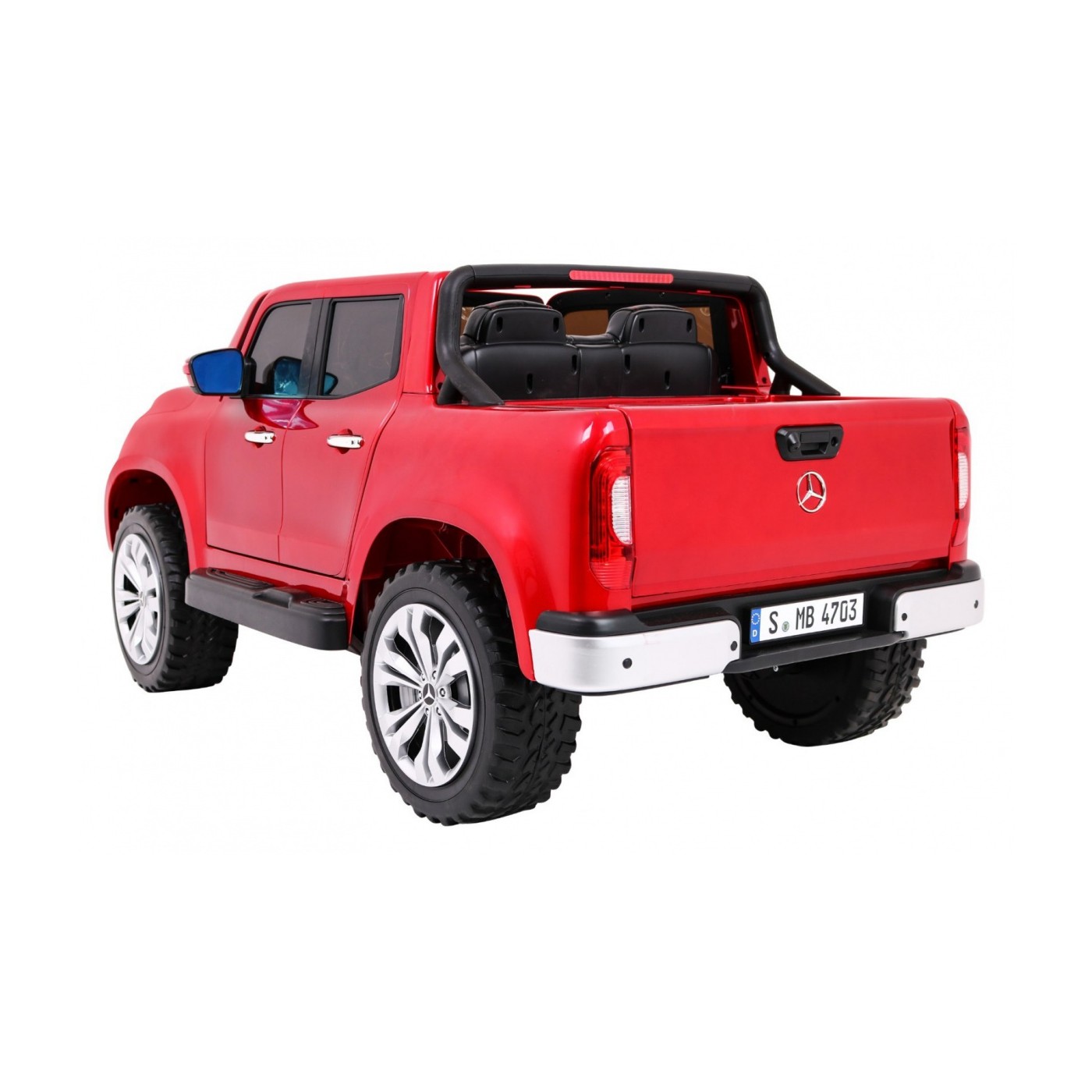 Dětský lak Mercedes Benz třídy X červený dálkový ovladač 4x4 MP4 kufr EVA