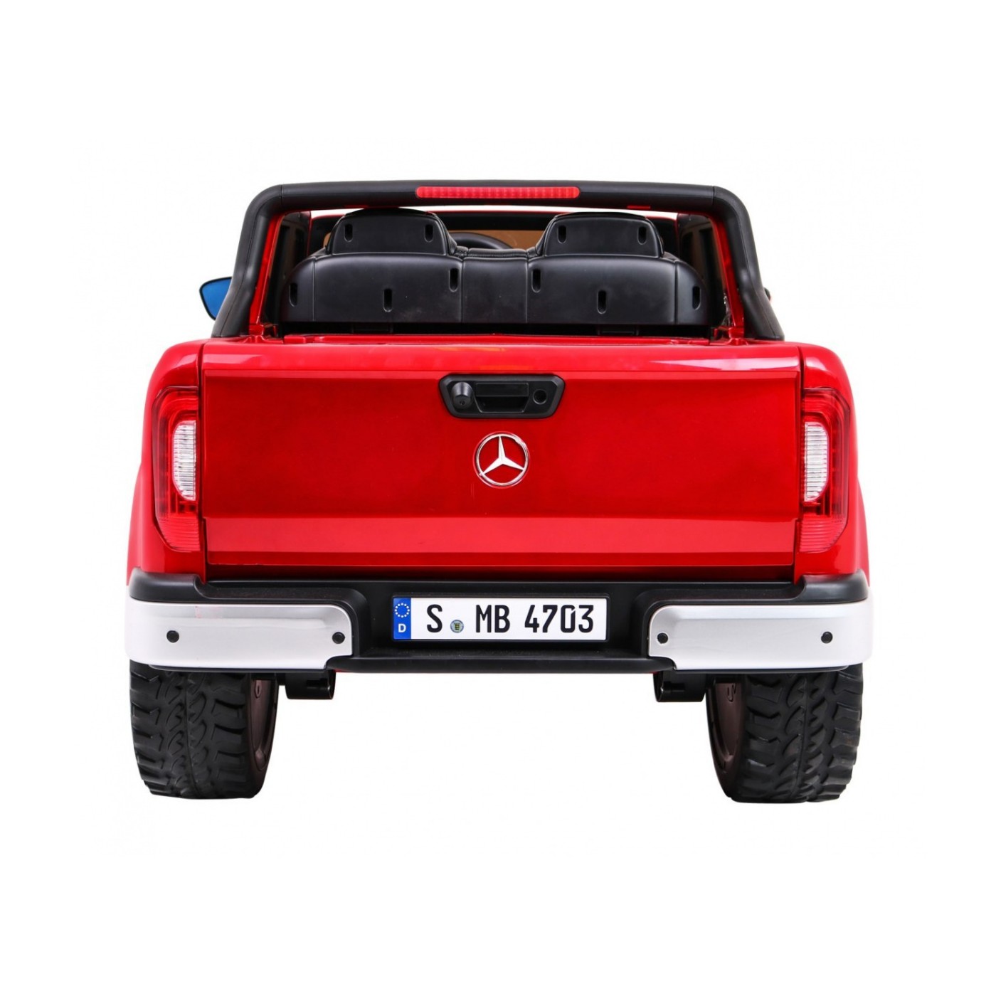 Dětský lak Mercedes Benz třídy X červený dálkový ovladač 4x4 MP4 kufr EVA