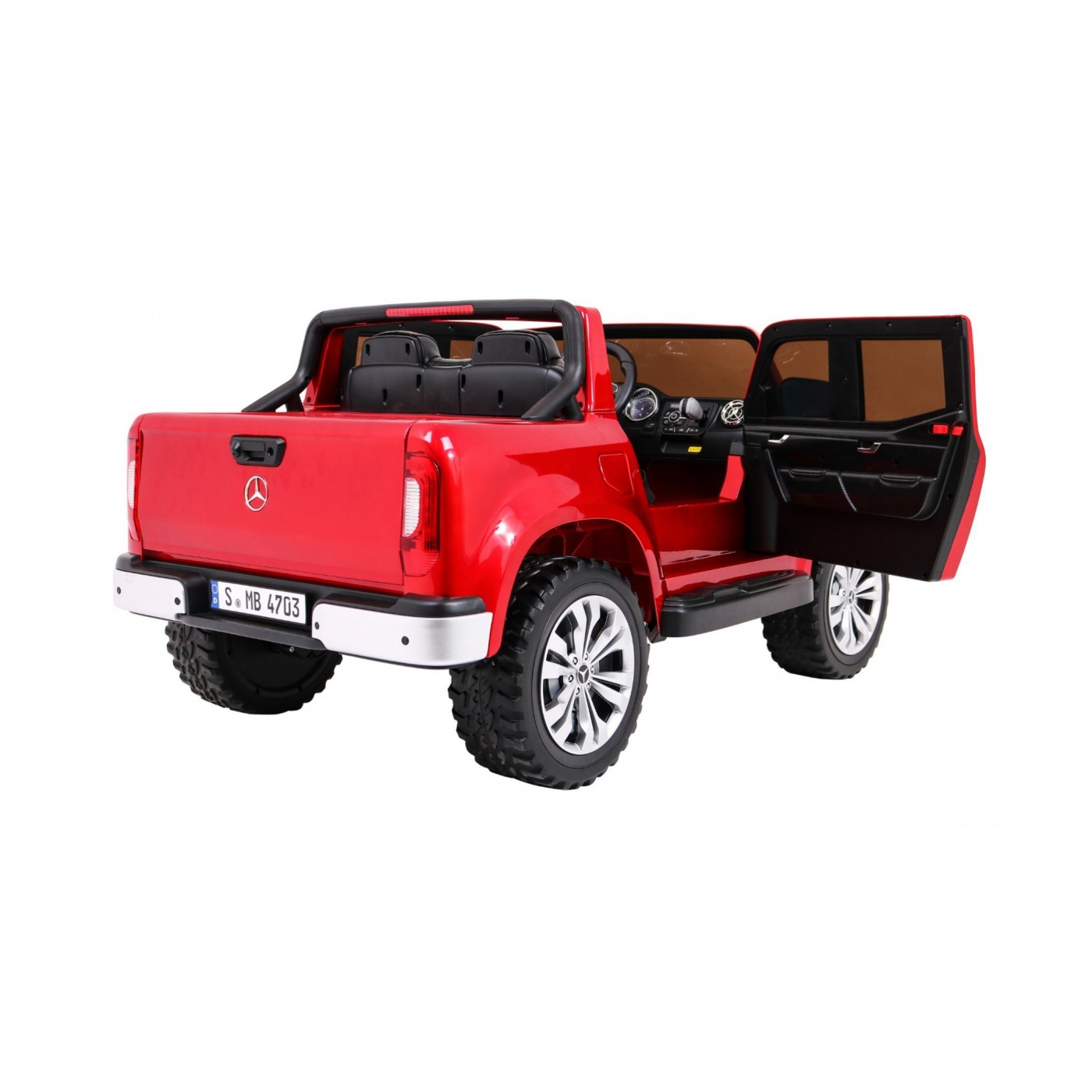 Dětský lak Mercedes Benz třídy X červený dálkový ovladač 4x4 MP4 kufr EVA