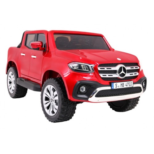 Dětský lak Mercedes Benz třídy X červený dálkový ovladač 4x4 MP4 kufr EVA
