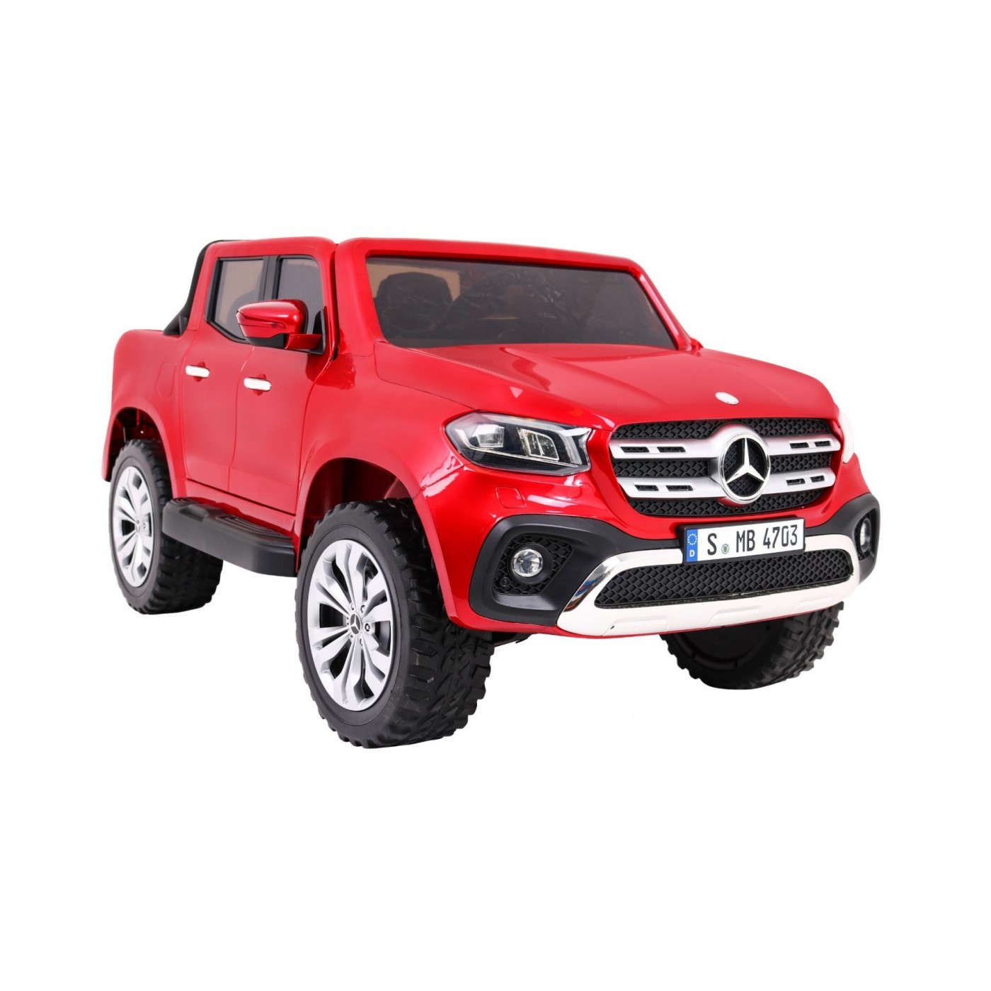 Dětský lak Mercedes Benz třídy X červený dálkový ovladač 4x4 MP4 kufr EVA