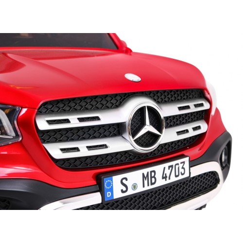 Dětský lak Mercedes Benz třídy X červený dálkový ovladač 4x4 MP4 kufr EVA