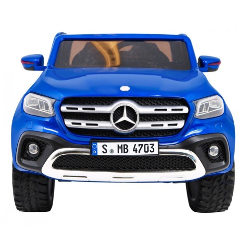 Dětský lak Mercedes Benz třídy X modrý dálkový ovladač 4x4 MP4 kufr EVA