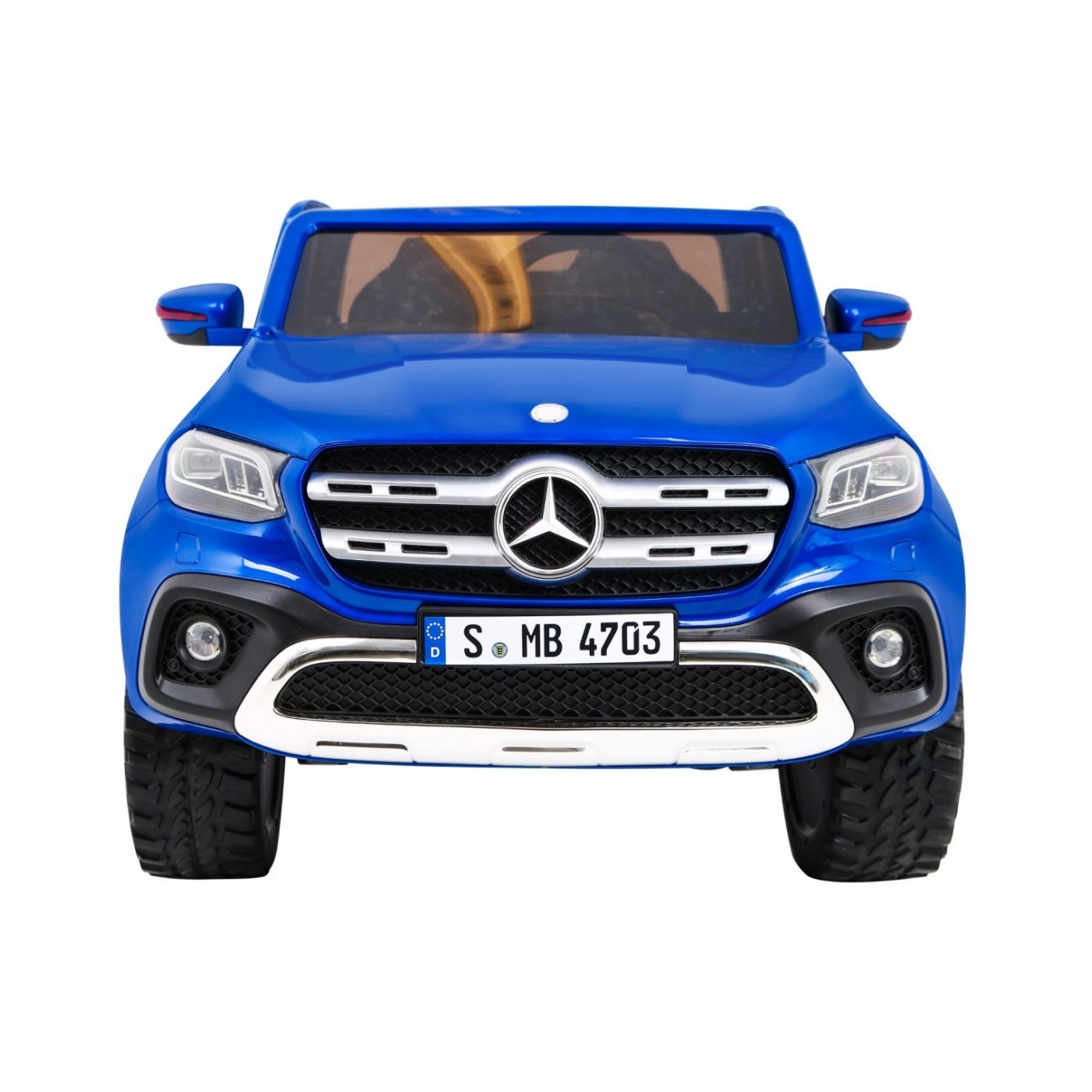 Dětský lak Mercedes Benz třídy X modrý dálkový ovladač 4x4 MP4 kufr EVA