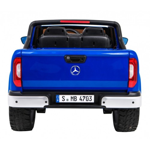 Dětský lak Mercedes Benz třídy X modrý dálkový ovladač 4x4 MP4 kufr EVA