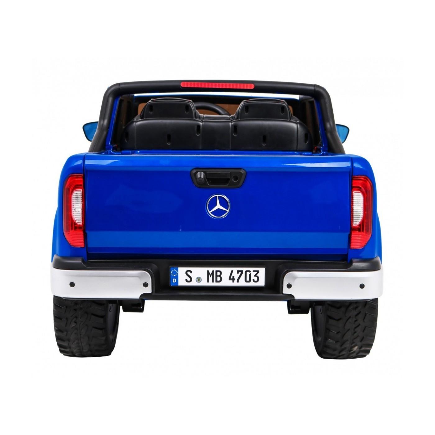 Dětský lak Mercedes Benz třídy X modrý dálkový ovladač 4x4 MP4 kufr EVA