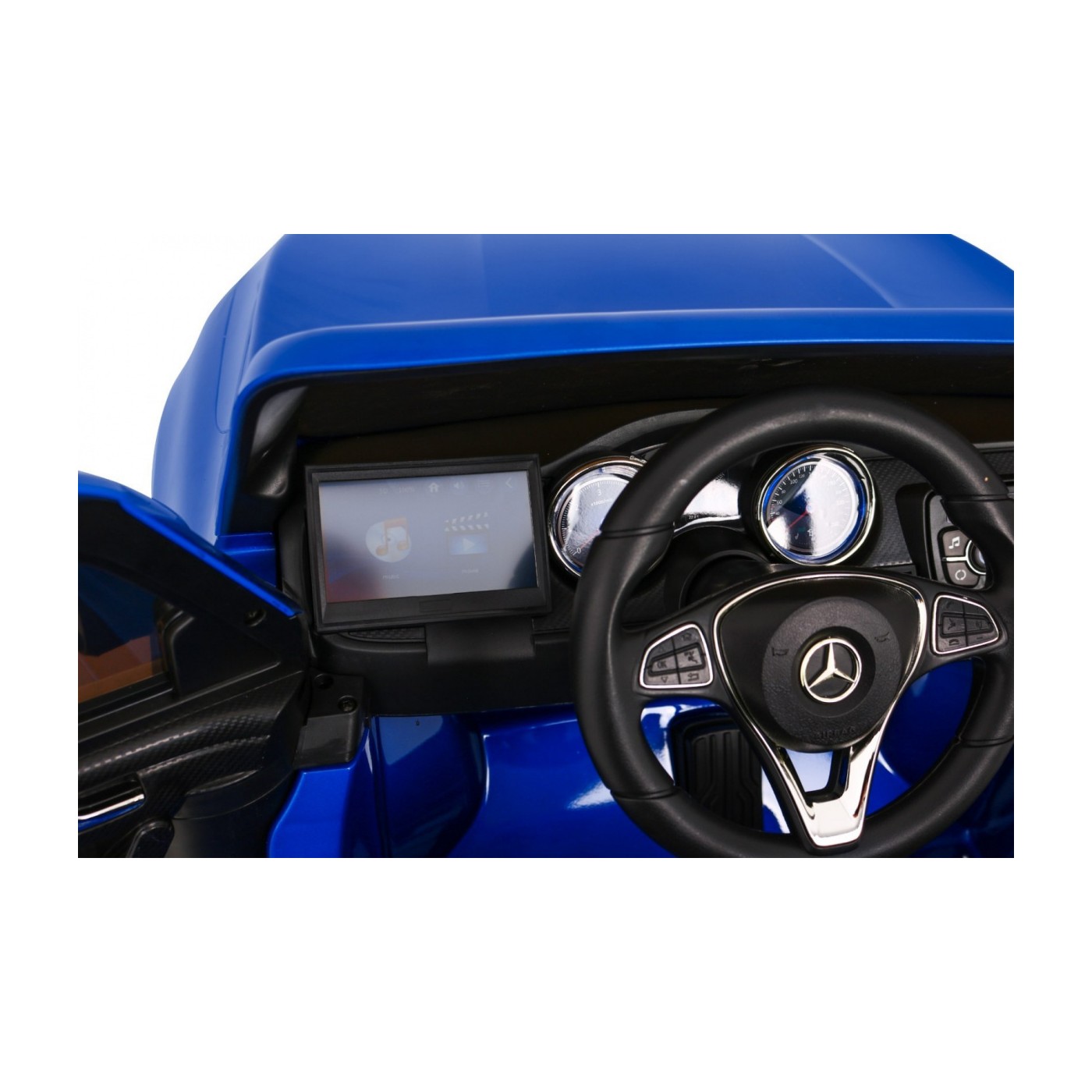Dětský lak Mercedes Benz třídy X modrý dálkový ovladač 4x4 MP4 kufr EVA