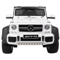 Auto Mercedes G63 6x6 Dětská bílá + 2 plynové pedály Nastavení sedadla LED Audio Kufr Rodičovský kufr