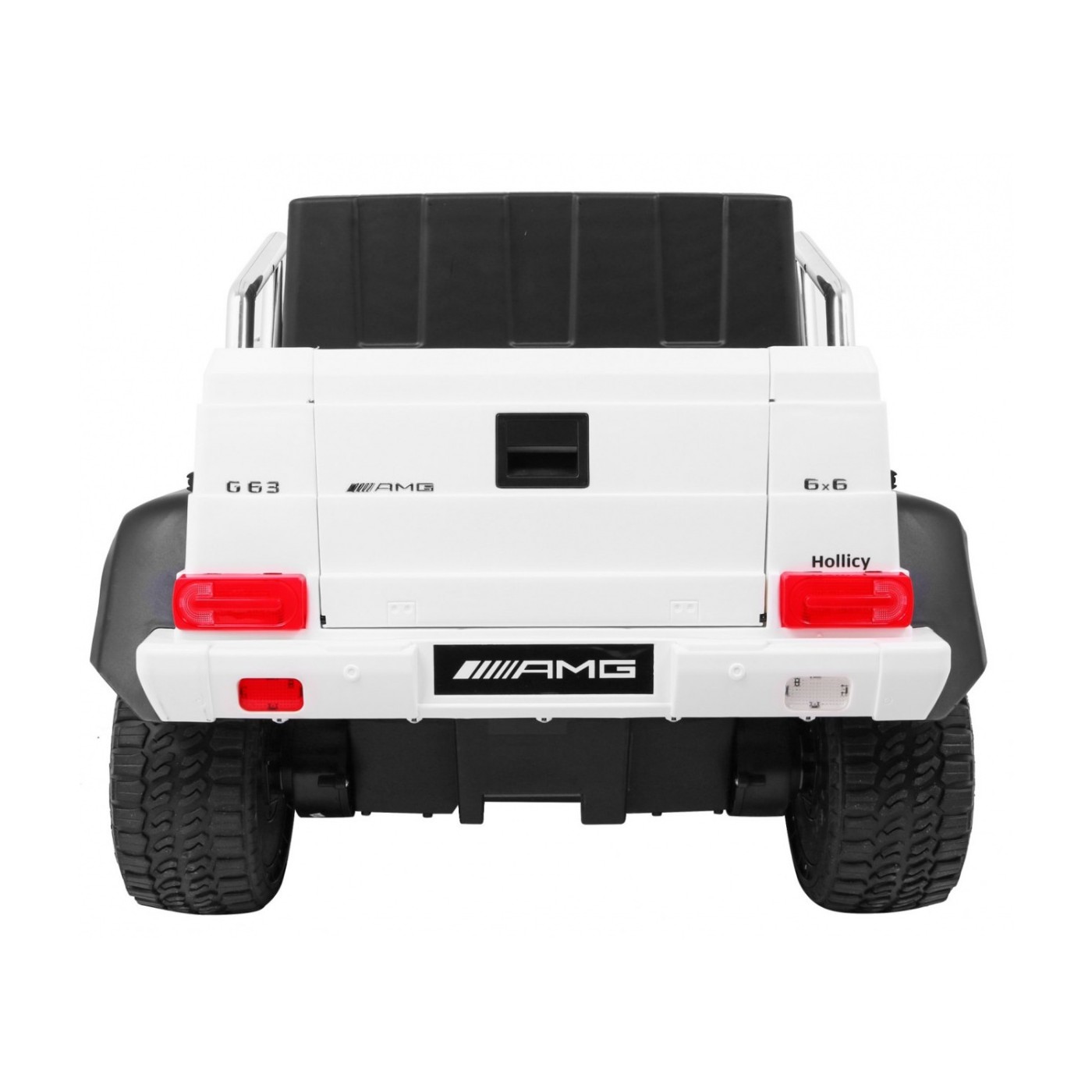 Auto Mercedes G63 6x6 Dětská bílá + 2 plynové pedály Nastavení sedadla LED Audio Kufr Rodičovský kufr