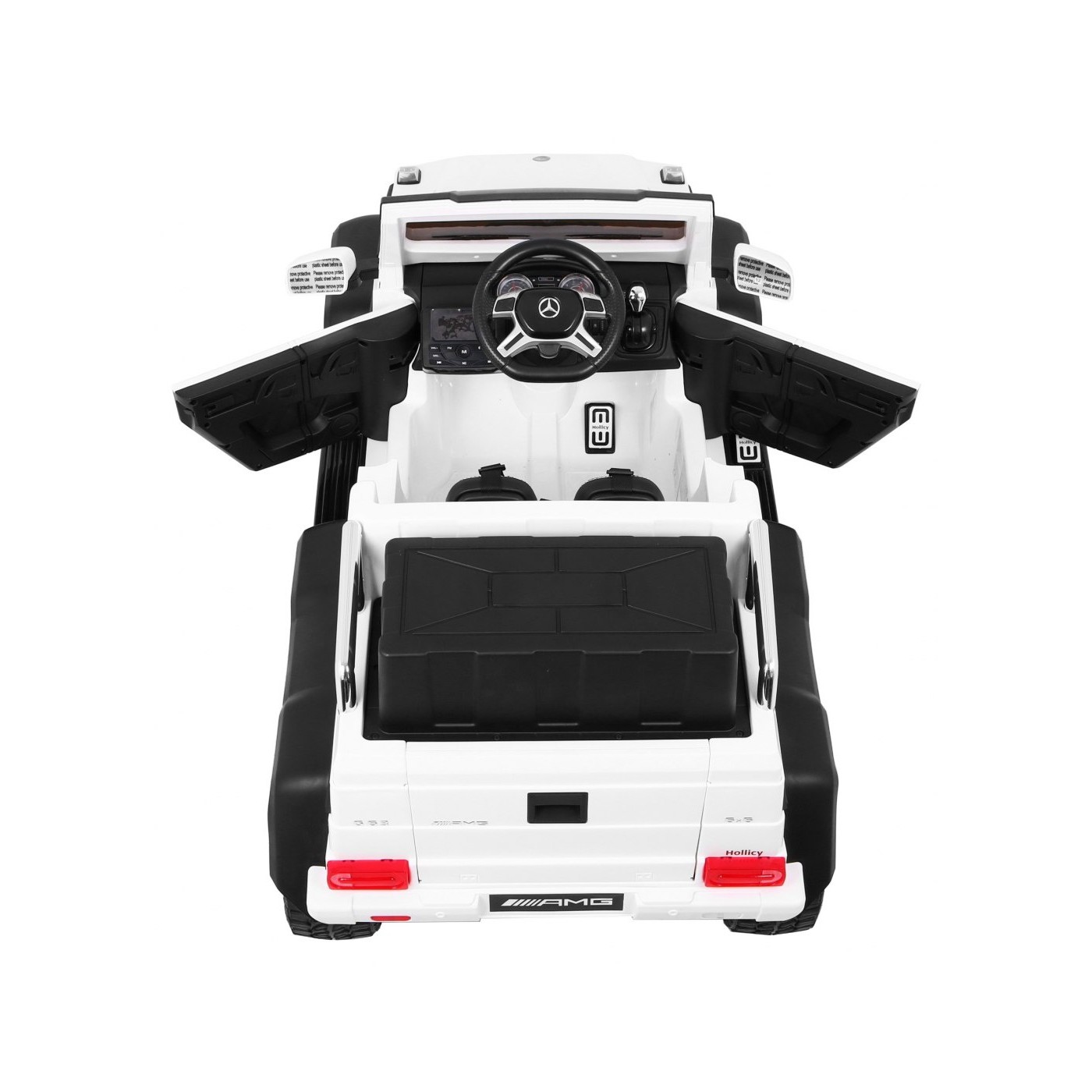 Auto Mercedes G63 6x6 Dětská bílá + 2 plynové pedály Nastavení sedadla LED Audio Kufr Rodičovský kufr