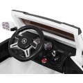 Auto Mercedes G63 6x6 Dětská bílá + 2 plynové pedály Nastavení sedadla LED Audio Kufr Rodičovský kufr