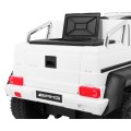 Auto Mercedes G63 6x6 Dětská bílá + 2 plynové pedály Nastavení sedadla LED Audio Kufr Rodičovský kufr