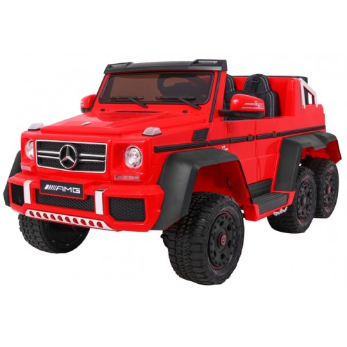 Auto Mercedes G63 6x6 Dětské červené + 2 plynové pedály Nastavení sedadla LED Audio Kufr Rodičovský kufr