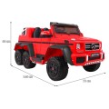 Auto Mercedes G63 6x6 Dětské červené + 2 plynové pedály Nastavení sedadla LED Audio Kufr Rodičovský kufr