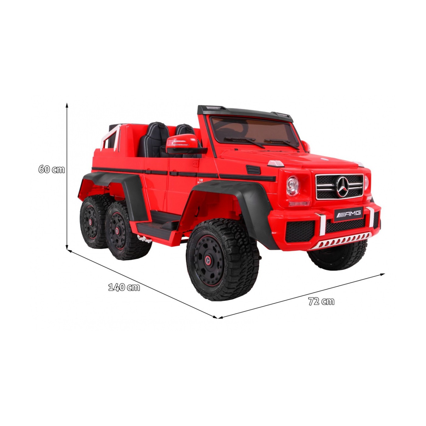 Auto Mercedes G63 6x6 Dětské červené + 2 plynové pedály Nastavení sedadla LED Audio Kufr Rodičovský kufr