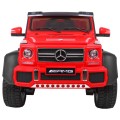 Auto Mercedes G63 6x6 Dětské červené + 2 plynové pedály Nastavení sedadla LED Audio Kufr Rodičovský kufr