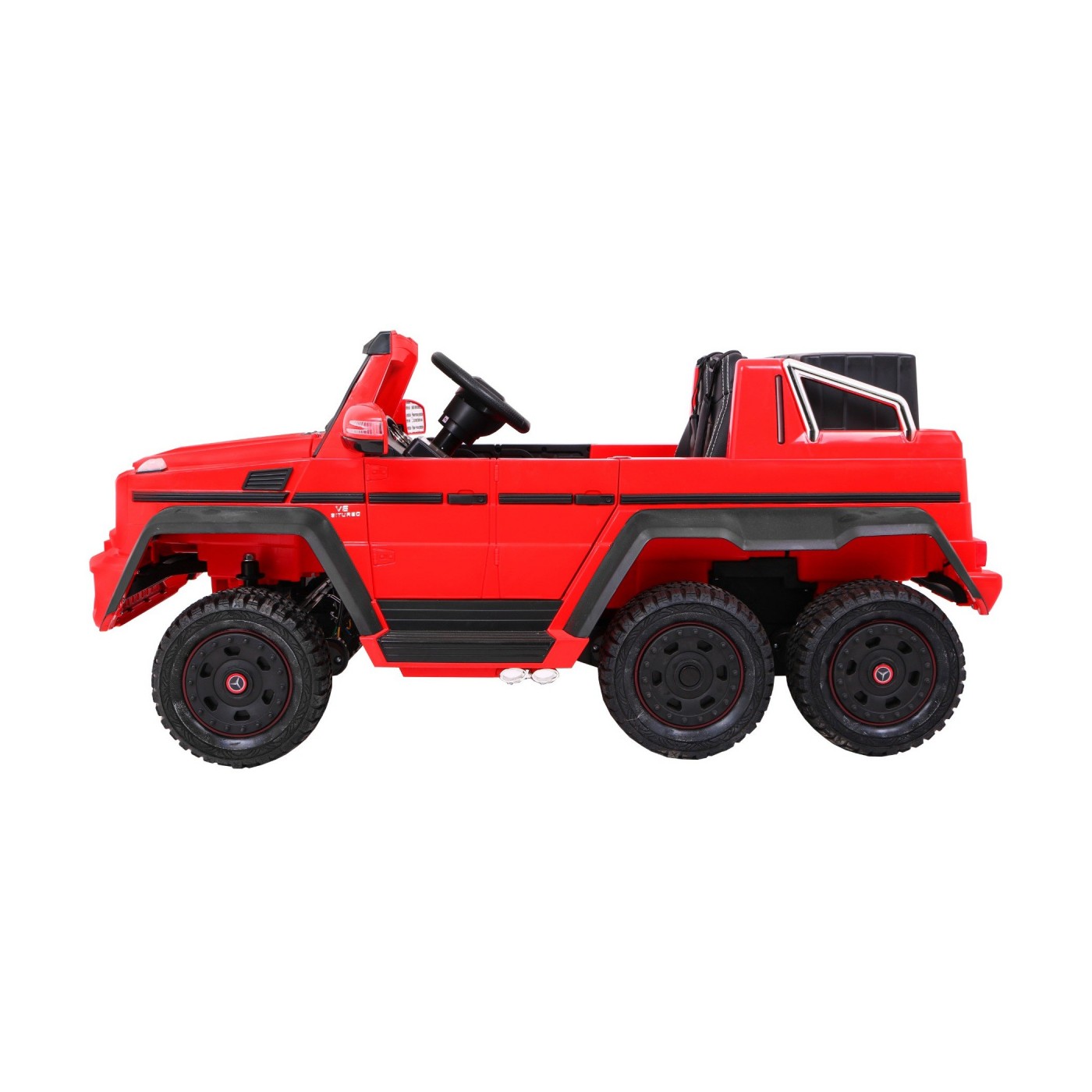 Auto Mercedes G63 6x6 Dětské červené + 2 plynové pedály Nastavení sedadla LED Audio Kufr Rodičovský kufr