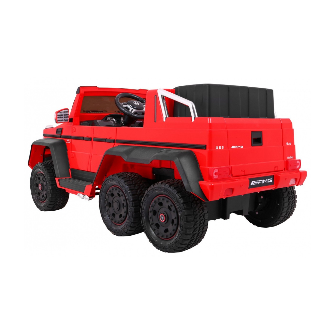 Auto Mercedes G63 6x6 Dětské červené + 2 plynové pedály Nastavení sedadla LED Audio Kufr Rodičovský kufr