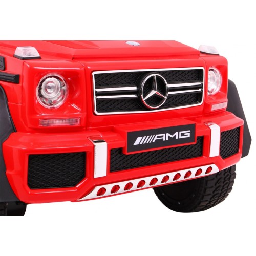 Auto Mercedes G63 6x6 Dětské červené + 2 plynové pedály Nastavení sedadla LED Audio Kufr Rodičovský kufr