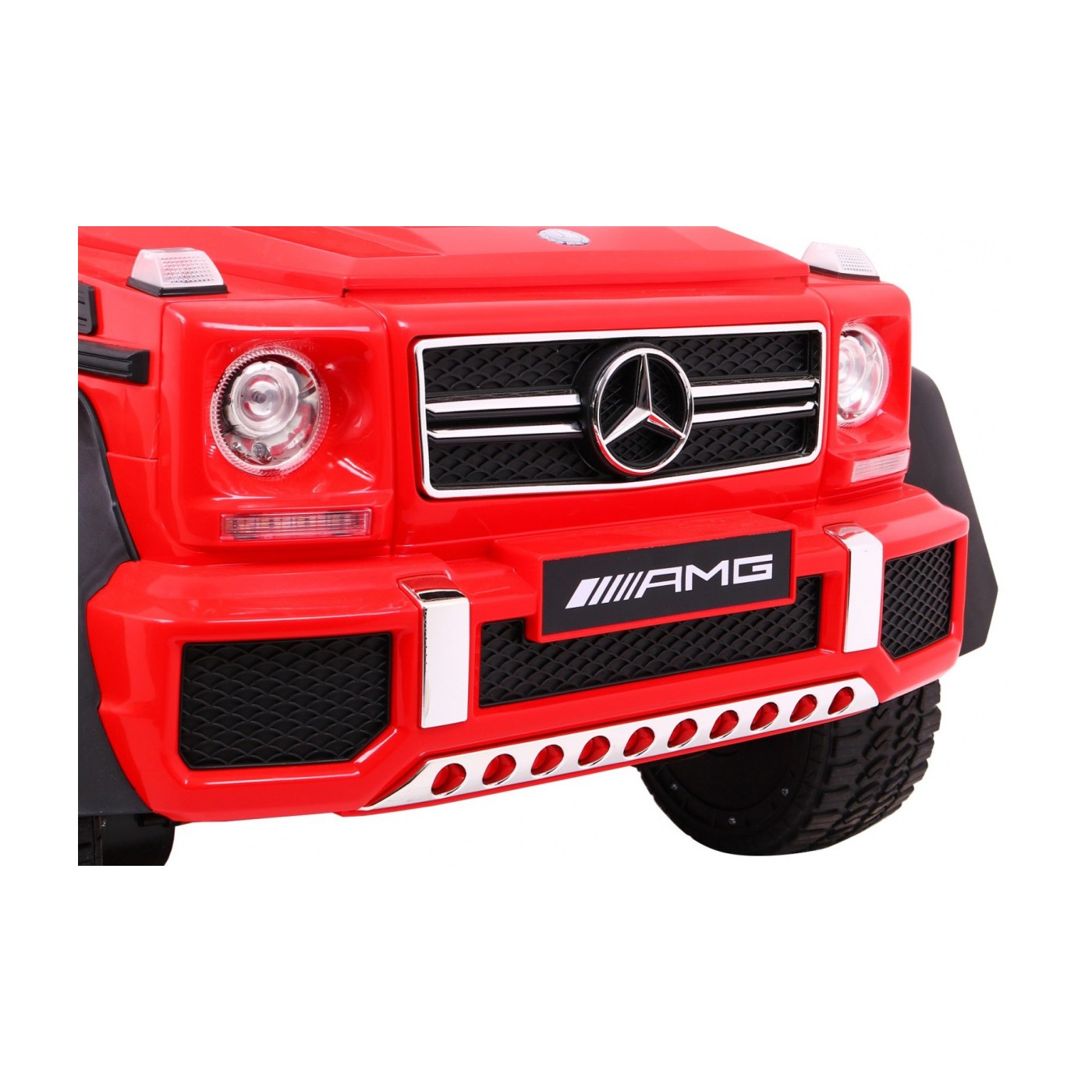 Auto Mercedes G63 6x6 Dětské červené + 2 plynové pedály Nastavení sedadla LED Audio Kufr Rodičovský kufr