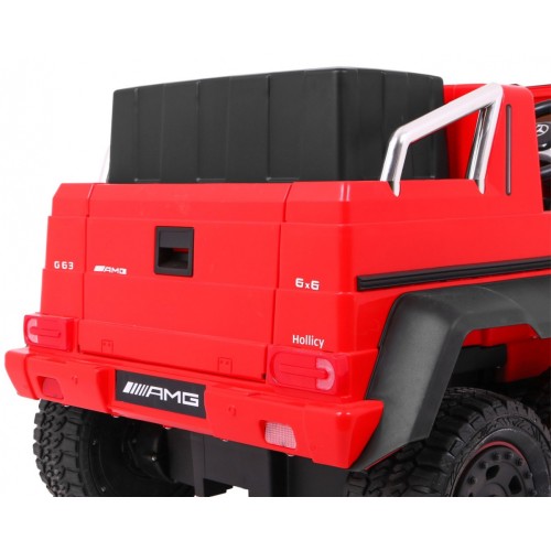 Auto Mercedes G63 6x6 Dětské červené + 2 plynové pedály Nastavení sedadla LED Audio Kufr Rodičovský kufr