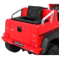 Auto Mercedes G63 6x6 Dětské červené + 2 plynové pedály Nastavení sedadla LED Audio Kufr Rodičovský kufr