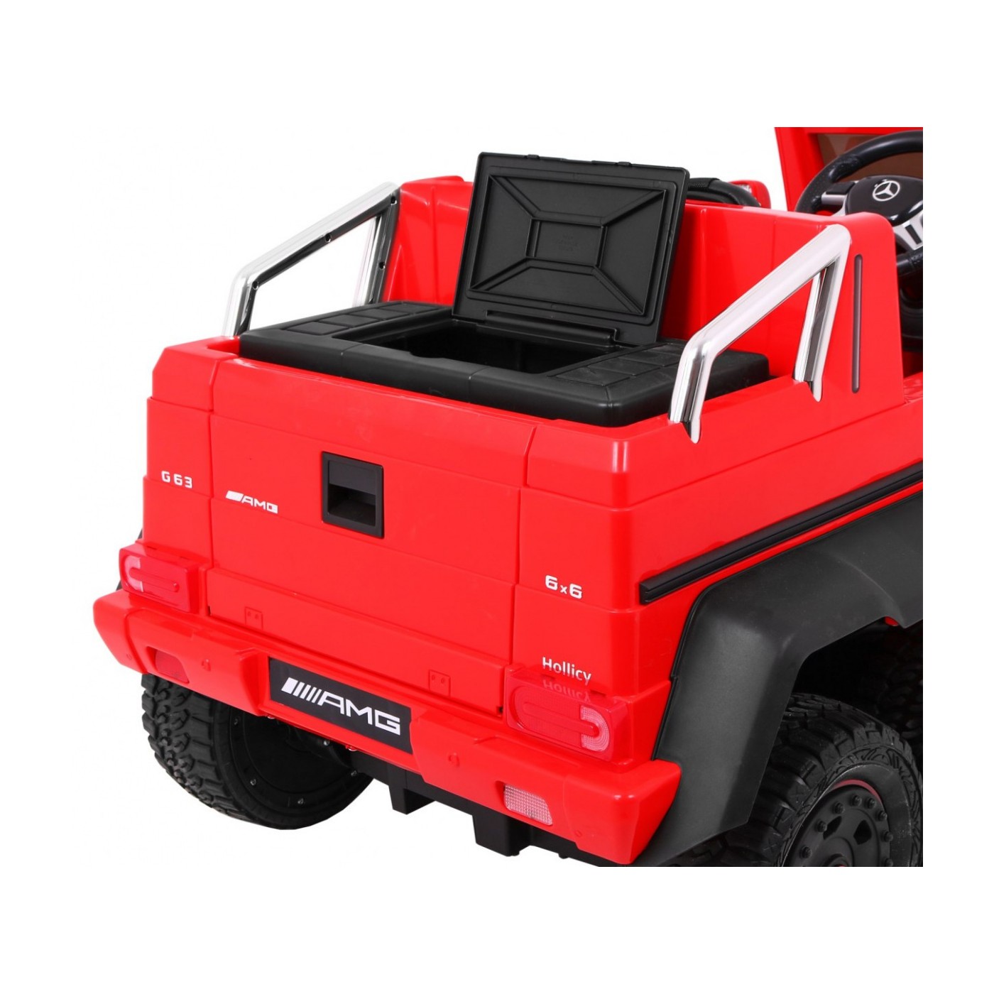 Auto Mercedes G63 6x6 Dětské červené + 2 plynové pedály Nastavení sedadla LED Audio Kufr Rodičovský kufr