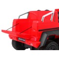 Auto Mercedes G63 6x6 Dětské červené + 2 plynové pedály Nastavení sedadla LED Audio Kufr Rodičovský kufr