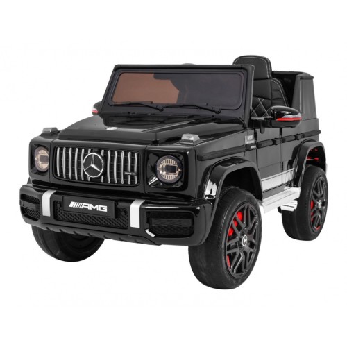 Dětský lak Mercedes AMG G63 černý + dálkové ovládání + MP3 LED + pomalý start + EVA + pásy