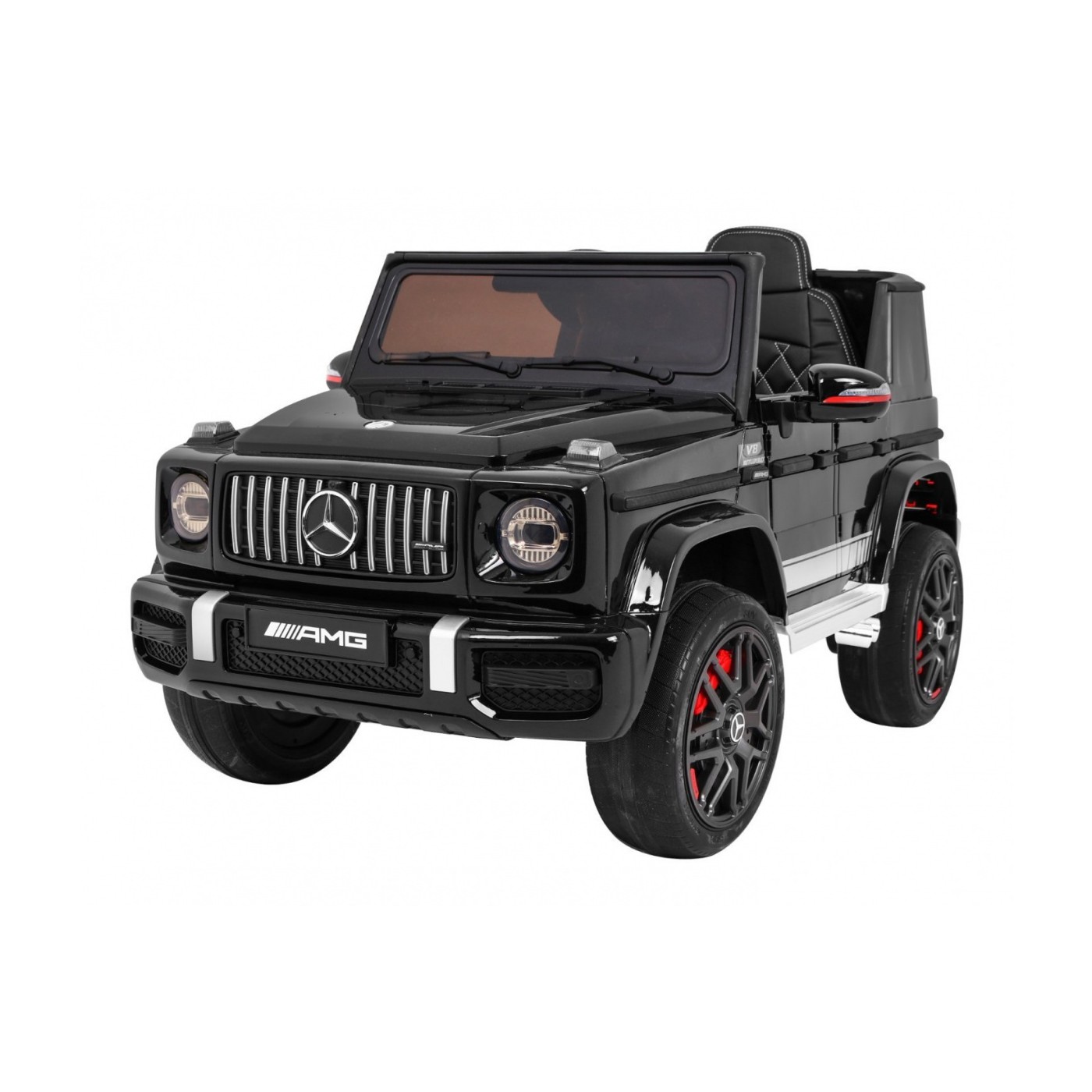 Dětský lak Mercedes AMG G63 černý + dálkové ovládání + MP3 LED + pomalý start + EVA + pásy