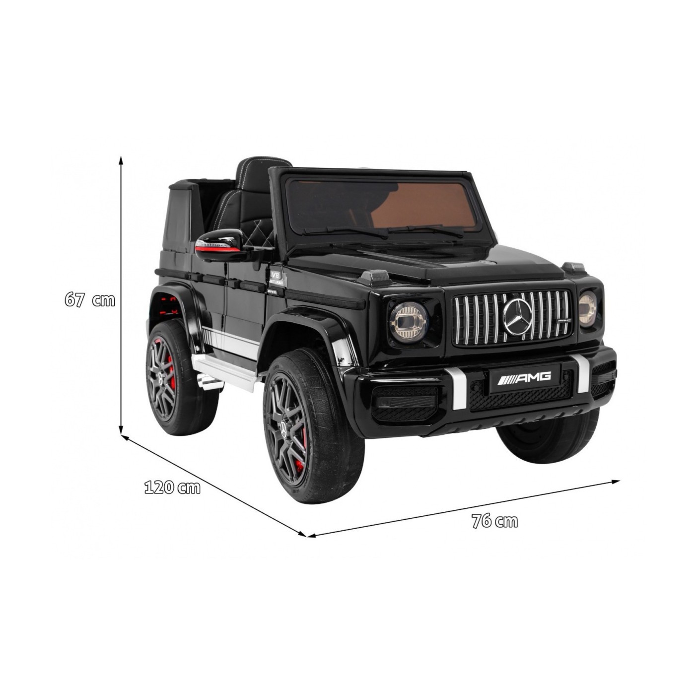 Dětský lak Mercedes AMG G63 černý + dálkové ovládání + MP3 LED + pomalý start + EVA + pásy