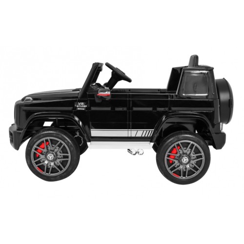 Dětský lak Mercedes AMG G63 černý + dálkové ovládání + MP3 LED + pomalý start + EVA + pásy